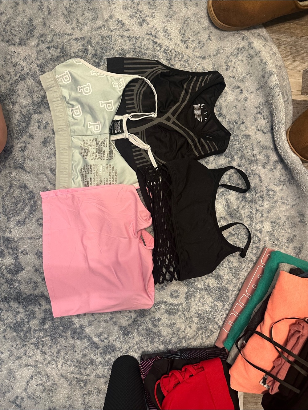 PINK Victoria's Secret Mint, Pink & Black Sports Bra Trio